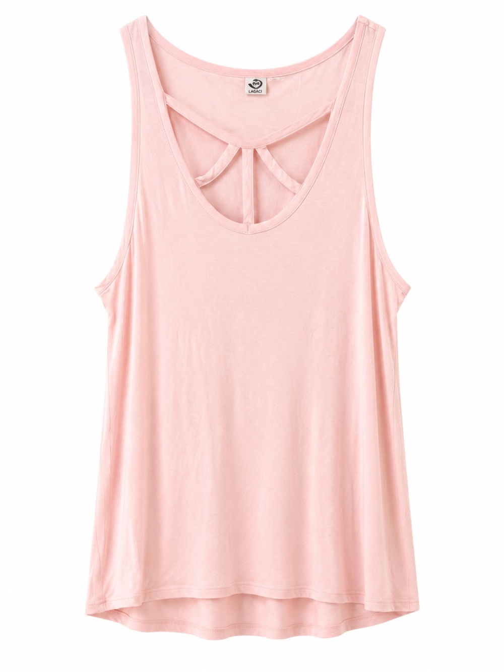 Lagaci Light Pink V-Neck Cutout Strappy Viscose Sleeveless Tank Top Size L